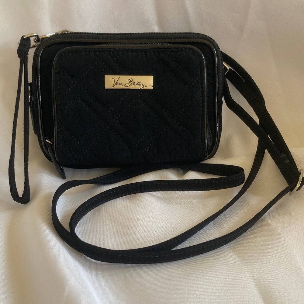 Vera Bradley Quilted Black On the Square Wristlet.